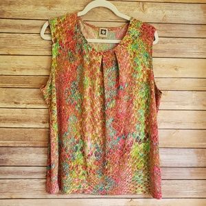 Anne Klein Sleeveless Multi-color Top Size XL EUC